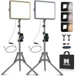 2-Pack LED Video Light Kit, NiceVeedi Studio Light, 2800-6500K Dimmable Photography Lighting Kit with Tripod Stand&Phone Holder, 73" Stream Light for Video Recording, Game Streaming, YouTube…