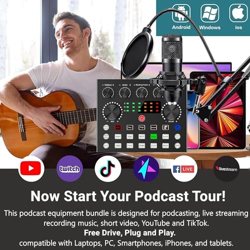 Podcast Equipment Bundle: V8s Mixer & BM-800 Microphone