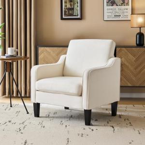 VINGLI Beige Mid-Century Modern Accent Chair