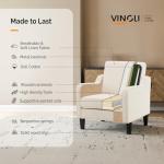 VINGLI Beige Mid-Century Modern Accent Chair