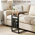 C Shaped End Tables with Charging Station, 2-Pack