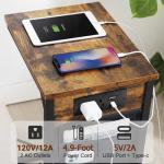 C Shaped End Tables with Charging Station, 2-Pack