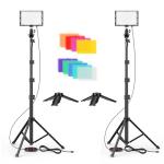 EMART Led Photography Lighting Kit, 2 Pcs Dimmable Continuous Portable Studio Lights with 54 inch Adjustable Tripod Stand for Lighting for Video Recording, Photoshoot, YouTube, Game Streaming