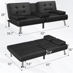Flamaker Modern Folding Futon Sofa Bed with Cup Holders