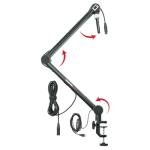 Gator Frameworks Professional Desktop Broadcast/Podcast Microphone Boom Stand with On-Air Indicator Light; Blue,Violet, & Red (GFWMICBCBM4000)