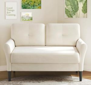 Kidirect 123cm Beige-White Mini Sofa for Small Spaces