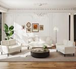 Kidirect 123cm Beige-White Mini Sofa for Small Spaces
