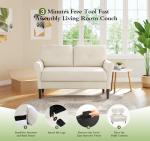 Kidirect 123cm Beige-White Mini Sofa for Small Spaces