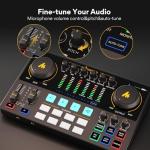 MAONO 10-Channel Podcast Mixer with Bluetooth & Effects