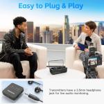 Haomuren Wireless Lavalier Microphone 2 Pack,Wireless Microphone,Compatible with iPhone,Android,Camera,iPad,Tablet,PC,Noise Cancel,Echo,656ft Transmission,36H Battery for Video Recording,Stream,Vlogs