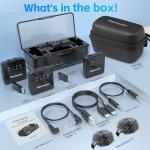 Haomuren Wireless Lavalier Microphone 2 Pack,Wireless Microphone,Compatible with iPhone,Android,Camera,iPad,Tablet,PC,Noise Cancel,Echo,656ft Transmission,36H Battery for Video Recording,Stream,Vlogs