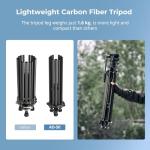 SmallRig AD-50 Heavy Duty Tripod, Carbon Fiber Video Tripod, 64"Lightweight Travel Tripod with Step-Less Damping Fluid Head, Detachable Handle, Lift Rope, Load up to 13.2lb for Camcorder, Cameras-4685