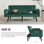 Green Velvet Convertible Futon Sofa Bed with USB Ports