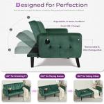 Green Velvet Convertible Futon Sofa Bed with USB Ports