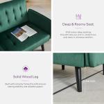 Green Velvet Convertible Futon Sofa Bed with USB Ports