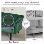 Green Velvet Convertible Futon Sofa Bed with USB Ports