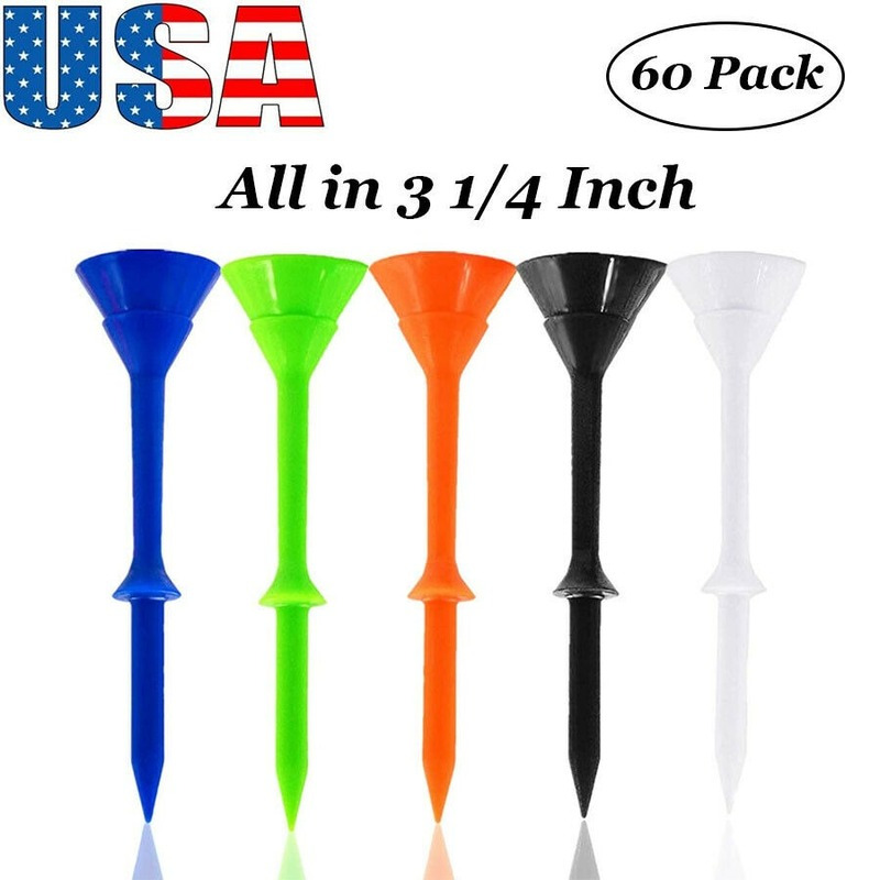 Unbreakable Plastic Golf Tees - 60 Pcs, 3 1/4 Inch