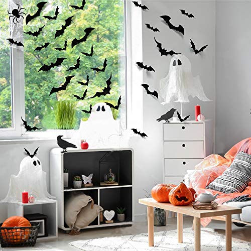 100pcs 3D Scary Bats Halloween Wall Decor