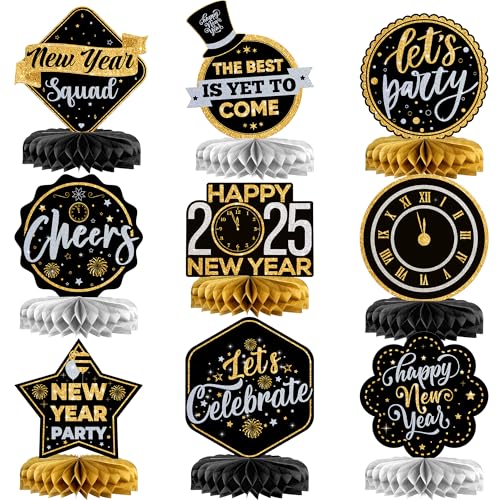 New Year's Honeycomb Centerpieces - Pack of 9