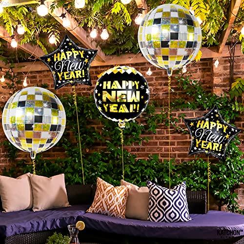 Large Foil Happy New Year Disco Balloons