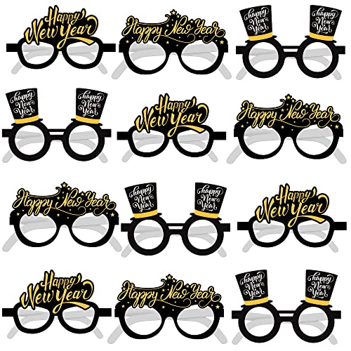 Happy New Year Party Glasses 2025 - Pack of 12