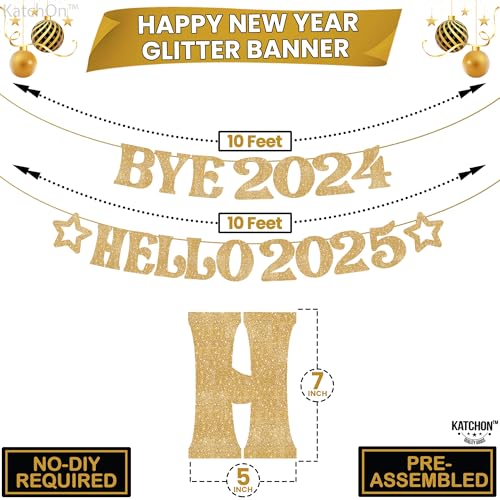 Gold Glitter New Year 2025 Banner Decoration