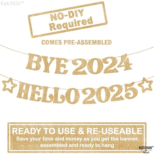 Gold Glitter New Year 2025 Banner Decoration