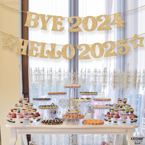 Gold Glitter New Year 2025 Banner Decoration