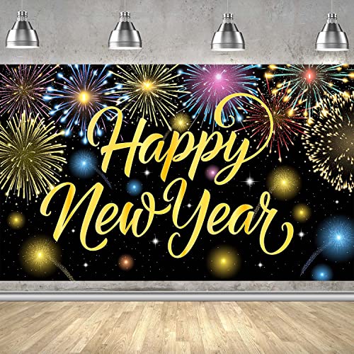 Colorful Happy New Year Firework Banner 2024
