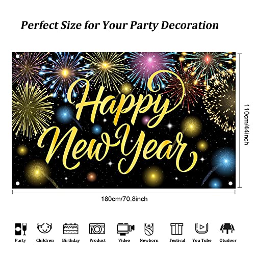 Colorful Happy New Year Firework Banner 2024
