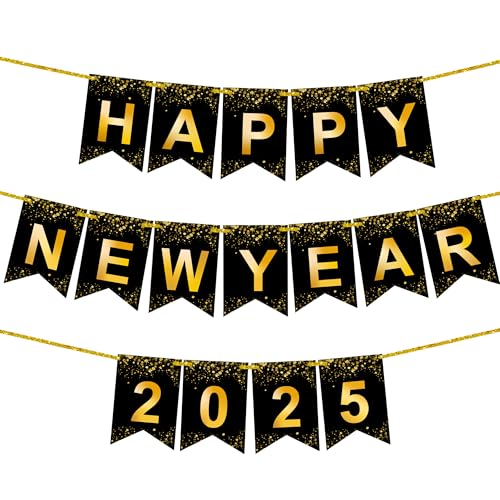 Large 2025 Happy New Year Banner Decor