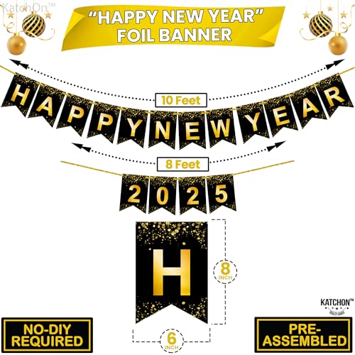 Large 2025 Happy New Year Banner Decor