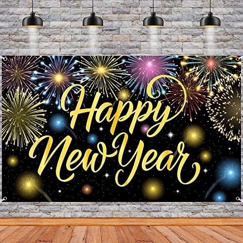 Colorful Happy New Year Firework Banner 2024