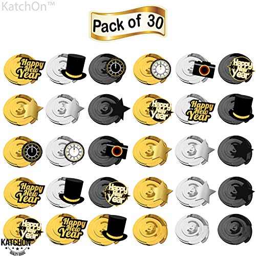Black and Gold New Year Hanging Swirls - 30 Pack