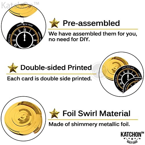 Black and Gold New Year Hanging Swirls - 30 Pack