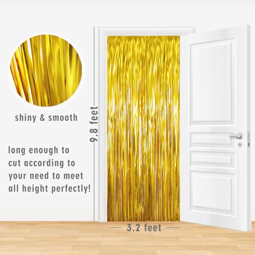 Gold Metallic Tinsel Foil Fringe Curtains - 1 Pack