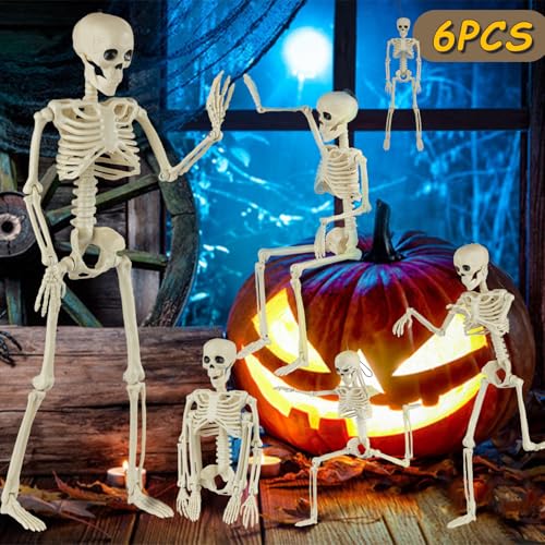 6 Pack Posable Skeletons for Halloween Decorating