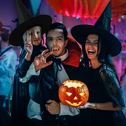 12-Pack Black Witch Hats for Halloween Decor