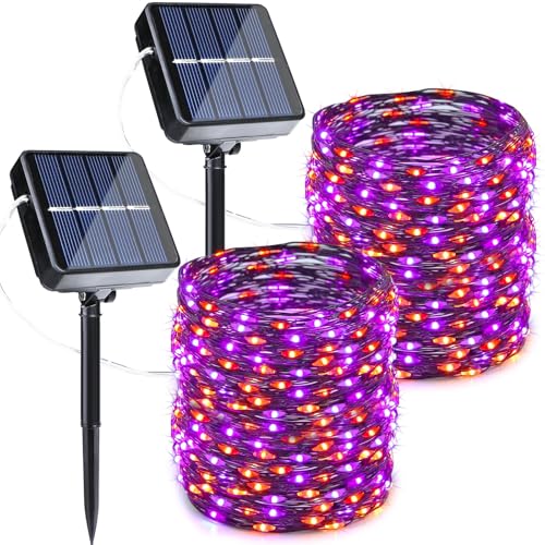 Orange & Purple Halloween Solar String Lights - 2 Pack