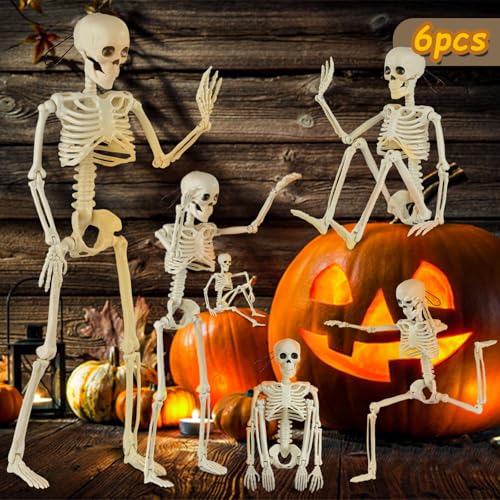 6 Pack Posable Skeletons for Halloween Decorating