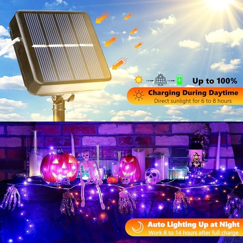Orange & Purple Halloween Solar String Lights - 2 Pack