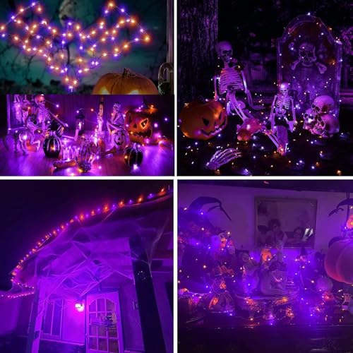 Orange & Purple Halloween Solar String Lights - 2 Pack