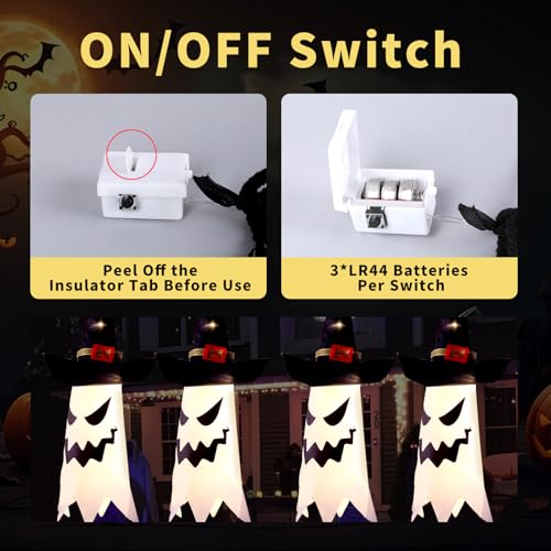 Outdoor Halloween String Lights with Ghost & Witch Hats