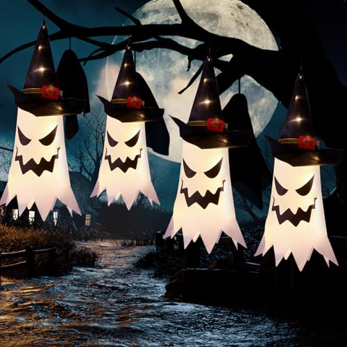 Outdoor Halloween String Lights with Ghost & Witch Hats