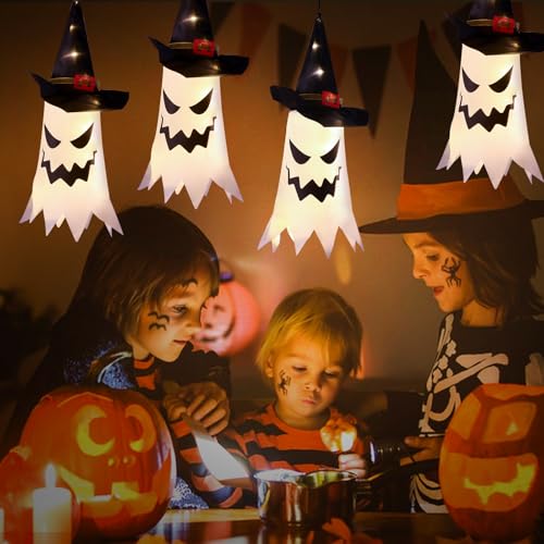 Outdoor Halloween String Lights with Ghost & Witch Hats