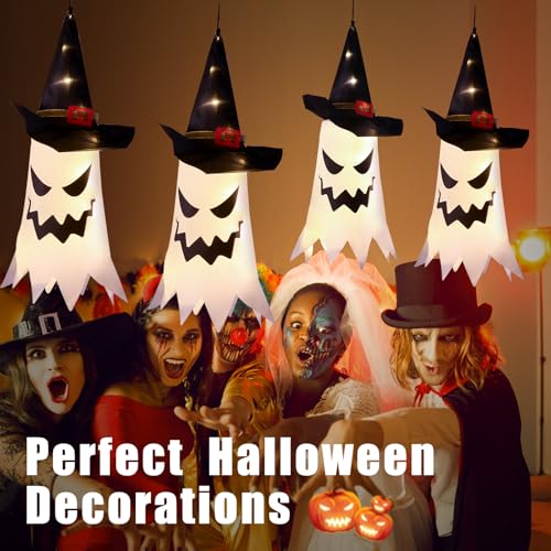 Outdoor Halloween String Lights with Ghost & Witch Hats