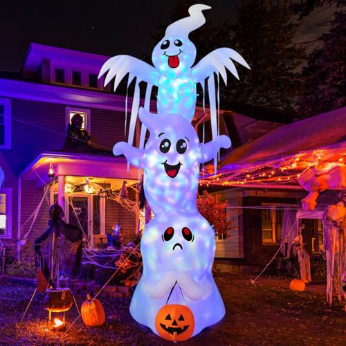Inflatable Ghosts Halloween Yard Decoration with LEDs