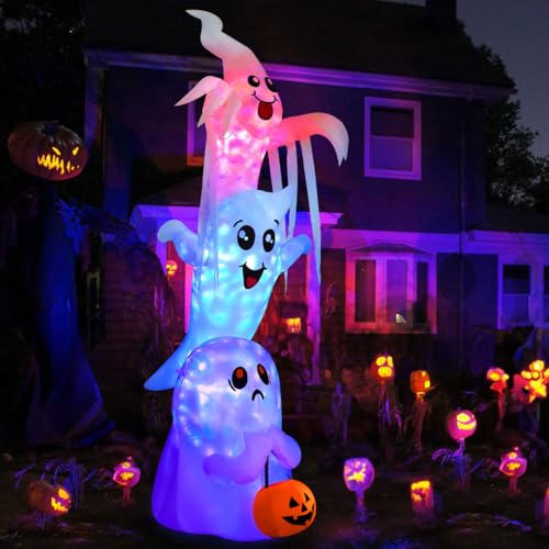 Inflatable Ghosts Halloween Yard Decoration with LEDs