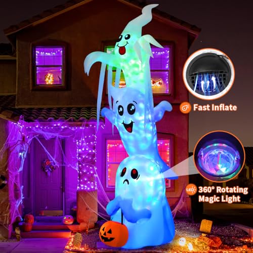 Inflatable Ghosts Halloween Yard Decoration with LEDs