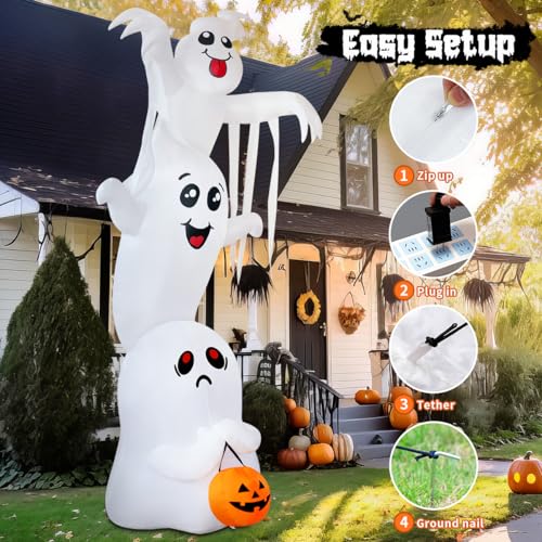 Inflatable Ghosts Halloween Yard Decoration with LEDs